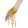 Ewanda store Belly Dance Tassel Wrist Ankle Arm Cuffs Bracelets Wristband Gypsy Jewelry,Halloween Costume Accessory(Gold)