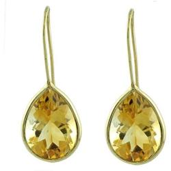 Carillon Stunning Citrine Natural Gemstone Pear Shape Drop Dangle Engagement Earrings 925 Sterling Silver Jewelry | Yellow Gold Plated