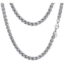 PROSTEEL Stainless Steel Chain Necklace for Men Women, Wheat Chain/Rope Chain/Box Chain, Black/Silver/Gold Tone, W:3mm/6mm, L: 18/20/22/24/26/28/30 inch, Come Gift Box
