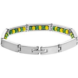Stainless Steel Link Santeria Inside Green Yellow Orula Babalawo Bracelet