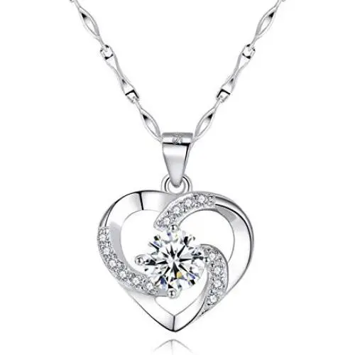 Ccino Silver Jewelry Set for Women, 925 Sterling Silver Stud Earrings, Silver Love Pendant Necklace with White/Purple/Blue Cubic Zirconia for Girlfriend Mother, Best Gift, Come with Jewelry Box Ccino Silver Jewelry Set for Women, 925 Sterling Silver Stud Earrings, Silver Love Pendant Necklace with White/Purple/Blue Cubic Zirconia for Girlfriend Mother, Best Gift, Come with Jewelry Box