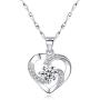 Ccino Silver Jewelry Set for Women, 925 Sterling Silver Stud Earrings, Silver Love Pendant Necklace with White/Purple/Blue Cubic Zirconia for Girlfriend Mother, Best Gift, Come with Jewelry Box