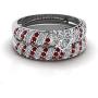 Couple Ring Bridal Set His and Hers Women 10k White Gold Filled Heart Garnet CZ Men Tungsten Carbide Band 10k Wedding Ring Band Set