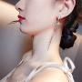coadipress S925 Long Tassel Earrings for Women Girls Trendy Emerald Snake Bone Chain Resin Geometric Hypoallergenic Earrings Jewelry Gifts