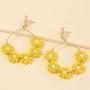 DAMLENG Handmade Multicolor Beaded Dangle Drop Earrings Long Hollow Boho Beaded Flower Hoop Earrings for Women Girls Charm Unique Nation Jewelry