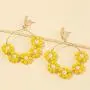 DAMLENG Handmade Multicolor Beaded Dangle Drop Earrings Long Hollow Boho Beaded Flower Hoop Earrings for Women Girls Charm Unique Nation Jewelry