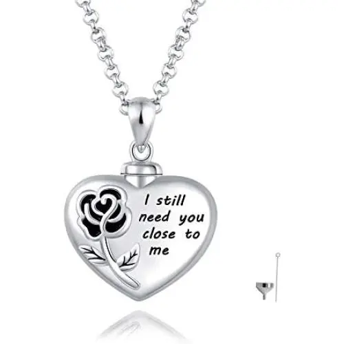 Cremation Jewelry Heart Urn Necklace for Ashes Keepsake w/Filler Kit Sterling Silver Memorial Locket Rose Flower Urn Pendant Necklace Cremation Jewelry Heart Urn Necklace for Ashes Keepsake w/Filler Kit Sterling Silver Memorial Locket Rose Flower Urn Pendant Necklace