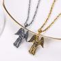 PROSTEEL Guardian Angel Necklace, Stainless Steel, Gold Plated, Protection Necklace