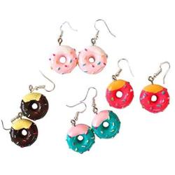 Cute Food Imitate Hamburger Banana Donut Ice Cream Dangle Stud Earrings Resin for Women Girls Jewelry