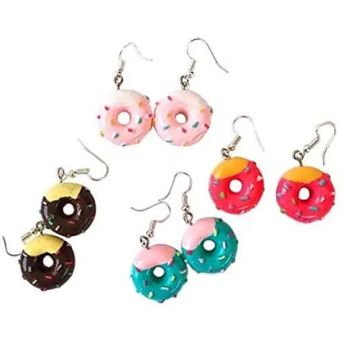 Cute Food Imitate Hamburger Banana Donut Ice Cream Dangle Stud Earrings Resin for Women Girls Jewelry