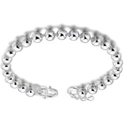 Women Jewelry 925 Sterling Silver Plated String Beads Beaded Chain Bracelets