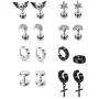 JOVIVI 8 Pairs Mixed Style Punk Skull/Plugs Taper/Cross Huggie Hoop Stainless Steel Screw Stud Earrings Set for Mens Womens Goth Jewelry JOVIVI 8 Pairs Mixed Style Punk Skull/Plugs Taper/Cross Huggie Hoop Stainless Steel Screw Stud Earrings Set for Mens Womens Goth Jewelry