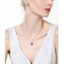 MABELLA Heart Simulated Red Ruby Pendant Necklace Stud Earrings Sterling Silver Jewelry Set for Women