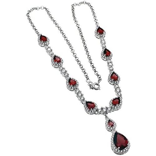 Hermosa Sterling Silver Inlay Garnet Fashion Jewelry Set Ideal Female