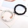 Ubjuliwa 2 Pairs Magnetic Couples Bracelets for Women Men Black Matte Agate Distance Bracelets for Couples Connect Bracelet for Him and Her Couples Gifts