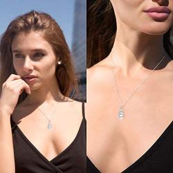 CDE Pearl Pendant Necklace for Women 925 Sterling Silver/White Gold/Rose Gold Plated Pearl Necklace Embellished with Crystals Christmas Jewelry Gift Birthday Gift for Mom Women Wife Girls Her