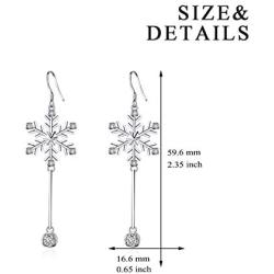 Sterling Silver Snowflake Earrings for Women Teens, Winter Dangle Earrings Snowflake Jewelry Gifts for Her