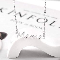 Sarineer Womens Plated Stainless Steel Mama Pendant Necklace Gifts for Mom Jewelry