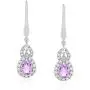 .925 Sterling Silver, Pear Cut Rose de France & Created White Sapphire Teardrop 18'' Pendant Necklace and Dangle Earring June Birthstone Jewelry Set .925 Sterling Silver, Pear Cut Rose de France & Created White Sapphire Teardrop 18'' Pendant Necklace and Dangle Earring June Birthstone Jewelry Set