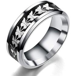 JAJAFOOK Women Men Fashion Simple Style Stainless Steel Butterfly Rings Jewelry,Size 6-13