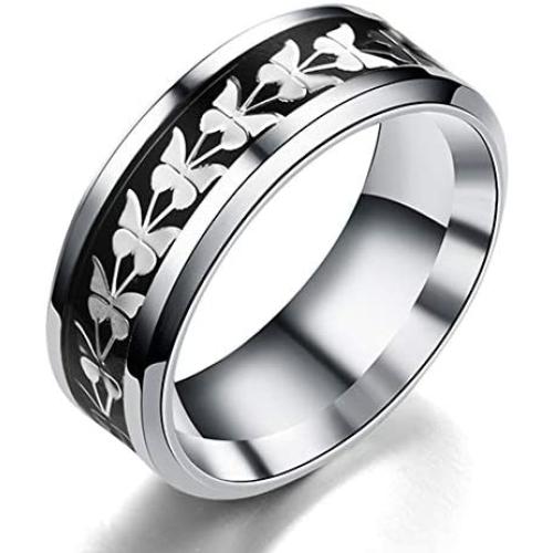 JAJAFOOK Women Men Fashion Simple Style Stainless Steel Butterfly Rings Jewelry,Size 6-13