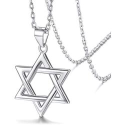 Silvora Sterling Silver Star of David Pendant Necklace with 22 in Rolo Chain Megan Cross Jewelry for Women