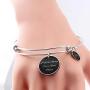 Qina C Love You to The Moon and Back Personalized Photo Engraving Bangle Dangle Charm Adjustable Wire Bracelet Inspirational Gift