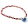 Protection Evil Eye Bracelet - Lucky Blue Evil Eye Charm - 7 Inch Womens Sterling Silver Jewelry - Best Kabbalah Red String Bracelets for Women