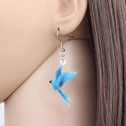 WEVENI Acrylic Macaws Parrot Earrings Blue Bird Dangle Drop Jewelry For Women Girls Nice Gift