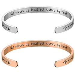 Lcbulu Friendship Bracelets Gifts for Women - 2PCS Best Friend Bracelet for 2, Not Sisters by Blood but Sisters by Heart Best Friend Bracelet for Teen Girls