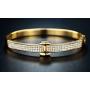Bazel Gold Plated or White Gold Plated Crystal Belt Bangle (Gold)
