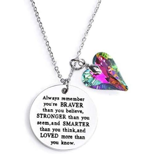 Inspirational Quote Pendant Necklace for Women & Girls with Crystal from Swarovski