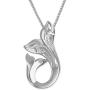 Sterling Silver Engraved Mother Child Whale Tail Pendant Necklace, 16+2'' Extender