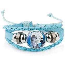 GOOEY Adjustable Wolf Braided Leather Bracelet - Cute Bangle Bracelets for Women, The Pretty Gifts for Women
