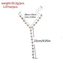 Nicute Rhinestone Long Necklaces Chain Crystal Star Y-Necklace Sexy Summer Beach Body Jewelry for Women and Girls (Gold)
