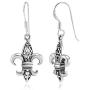 SUVANI 925 Sterling Silver Filigree Fleur De Lis Dangle Hook Earrings