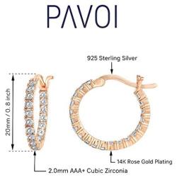 PAVOI 14K Gold Plated 925 Sterling Silver Post Cubic Zirconia Hoop Earrings