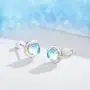 Moonstone Earrings for Women,Star/Evil Eye/Moon Star/Penguin S925 Sterling Silver Hypoallergenic 5mm Moonstone Stud Animal Minimalist Earrings for Sensitive Ears Gift for Lover