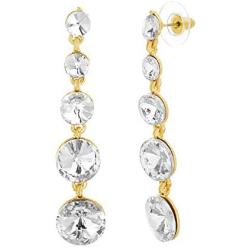 CATHERINE MALANDRINO Graduated Round Rhinestone Drop Dangle Earrings for Women