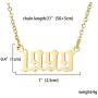 EXGOX Birth Year Necklace,1990-2010 Stainless Steel Silver/Gold Plated Pendant Old English Year Necklace Personalized Birthday Gift for Women and Girl