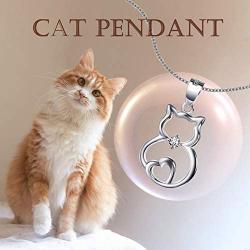 Sterling Silver Cute Cat Lover Gift Cat Pendant Necklace for Women Teen Girls, 18 Inches