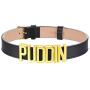 GoldChic Jewelry 5.5mm/19mm Wide Adjustable Customized Punk Black Genuine Leather Puddin/Initial Name Choker Costume Neck Collar Necklace for Women Girls Kids (Fit Neck Size 14.5-17 inch)