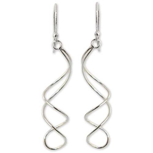 NOVICA .925 Sterling Silver Swirl Dangle Earrings, Gentle Sigh