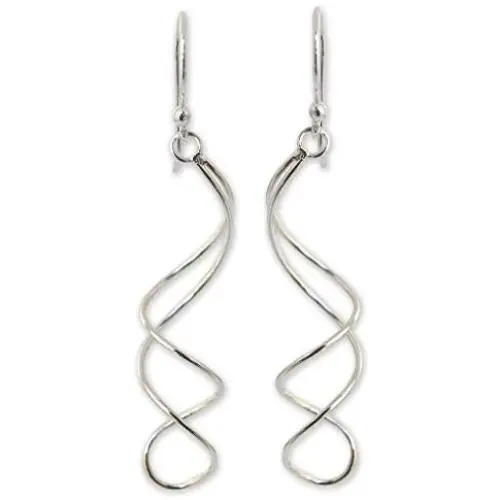 NOVICA .925 Sterling Silver Swirl Dangle Earrings, Gentle Sigh NOVICA .925 Sterling Silver Swirl Dangle Earrings, Gentle Sigh