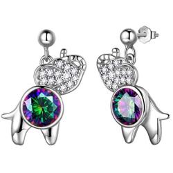 Aurora Tears Elephant Jewelry Women 925 Sterling Silver Earrings/Rings Crystal Cubic Zirconia Jewelry