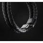 SERASAR | Premium Genuine Leather Bracelet for Men in Black | Magnetic Stainless Steel Clasp in Black, Silver and Gold | Exclusive Jewellery Box | Great Gift Idea