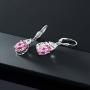Gem Stone King 925 Sterling Silver Light Pink Created Sapphire Dangle Earrings For Women (6.00 Cttw, Oval 10X8MM)