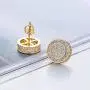 BBL 10mm Round Stud Earrings For Women Men Iced Out CZ Stud Earrings Screw-back Hypoallergenic Hip Hop 14k Gold/White Gold Plated Geometric Cubic Zirconia Cluster Micro-pave Ear Studs for Girl Boy
