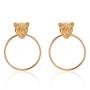 Doubnine Lion Head Earrings Gold Circle Dangle Baroque Animal Earrings Women Accessories Gift