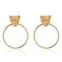 Doubnine Lion Head Earrings Gold Circle Dangle Baroque Animal Earrings Women Accessories Gift
